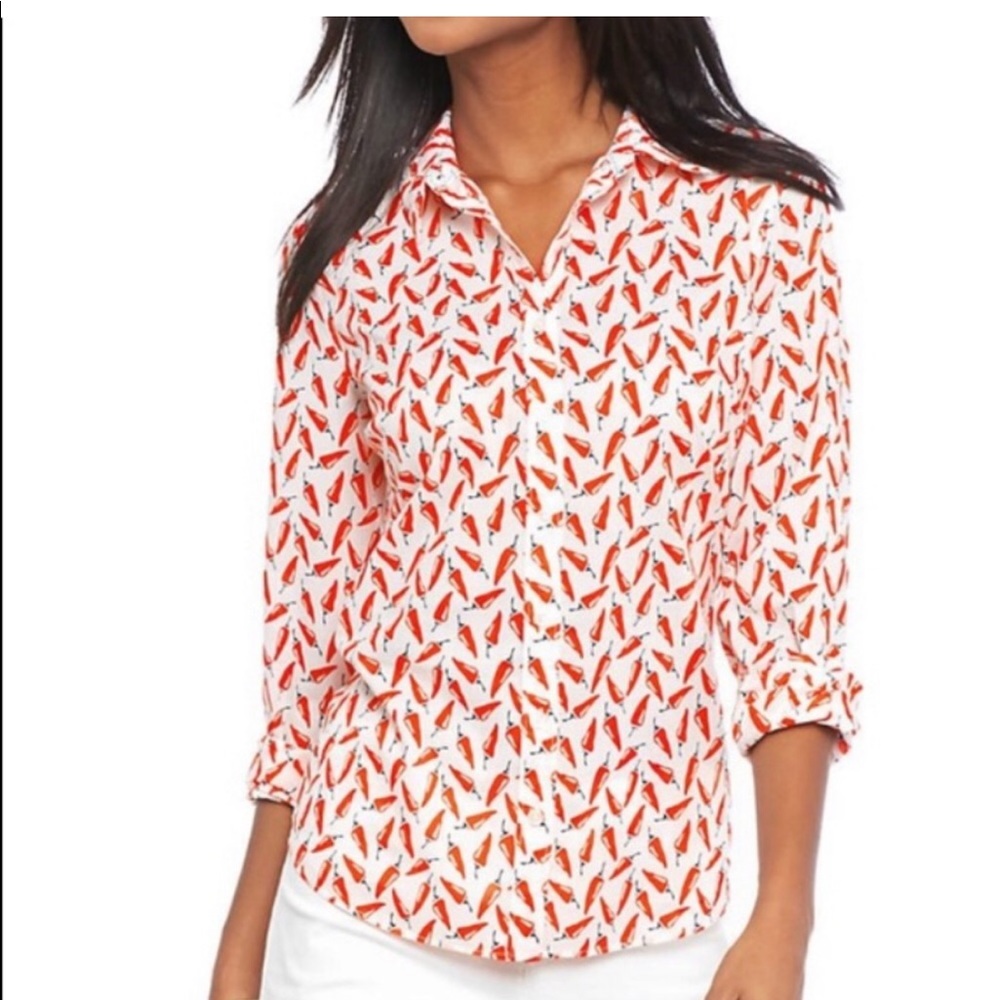 Crown and Ivy, chili pepper shirt, XL, long sleeve
